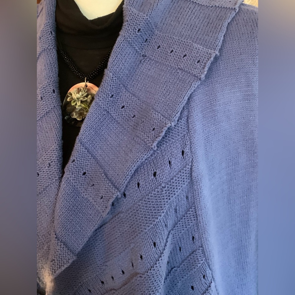 RAFAELLA SCALLOPED OPEN FRONT PURPLE CARDIGAN - SZ SMALL - Picture 3 of 7